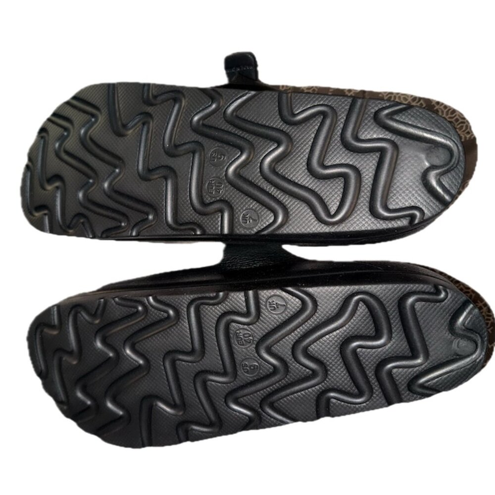 MIA Black Double Buckle Comfort Slide Sandals Contoured Footbed Size 7 - Picture 2 of 3